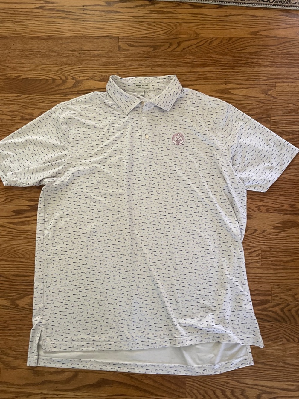 Overbook Golf Club Men's Light Blue Micro-Print Polo